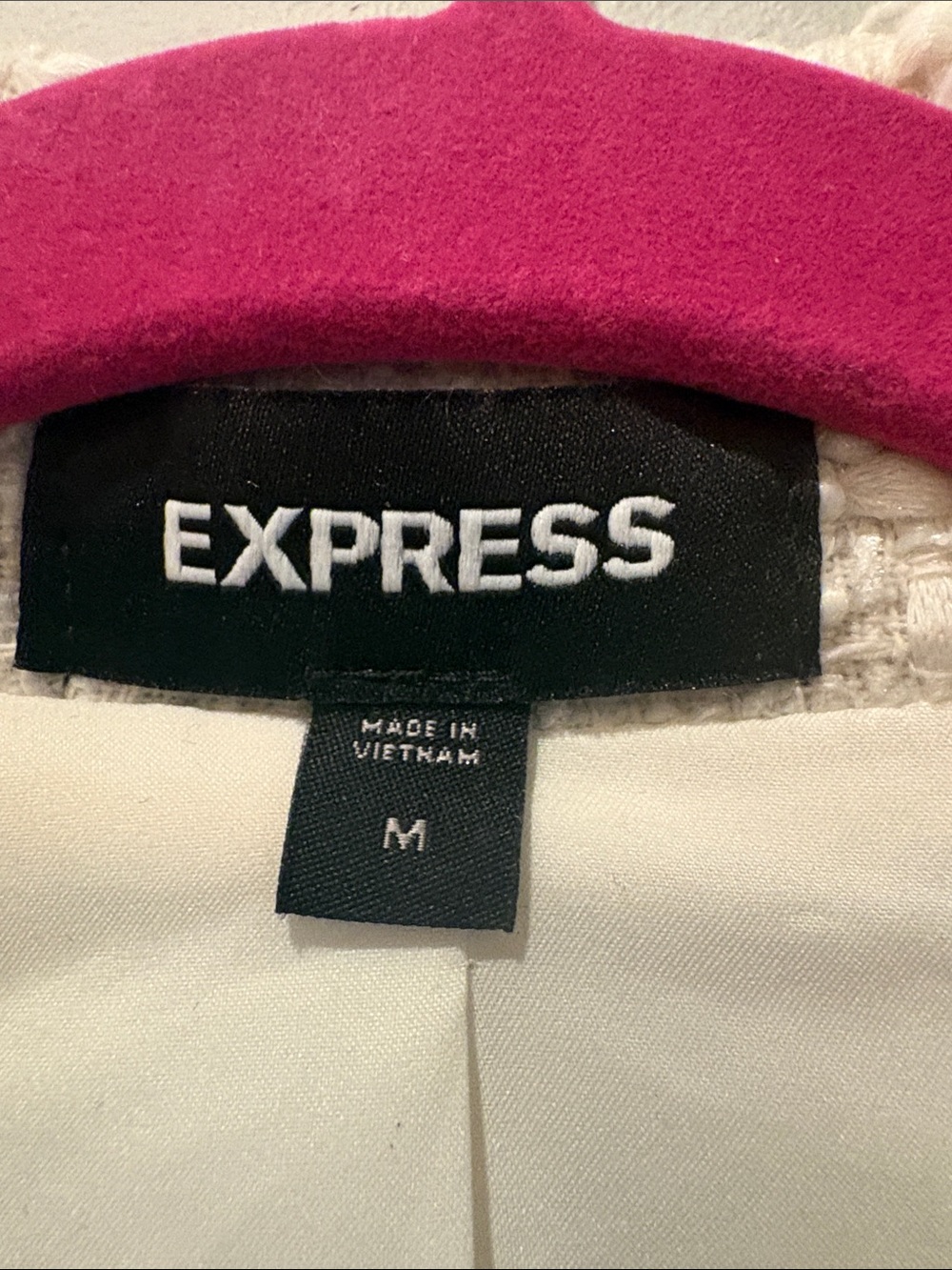 Express Cream Tweed Double-Breasted Blazer with Gold Buttons - Picture 6 of 9